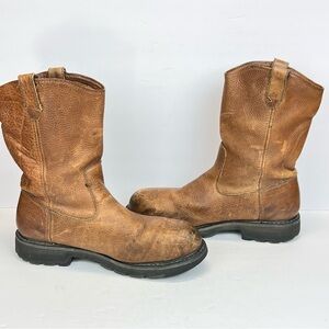 Wolverine Boots Mens Steel Toe Brown Leather Size 13M Pull On Work F2413-11 EUC